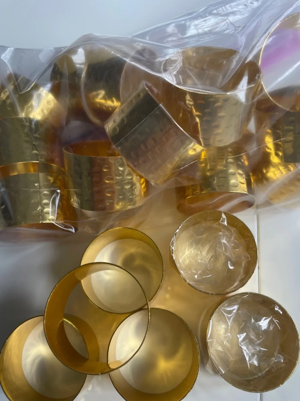 Gold Hammered Metal Napkin Rings - Set of 20